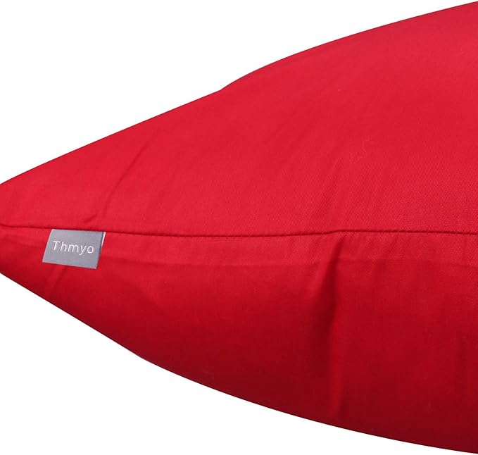 Thmyo 4-Pack 100% Cotton Comfortable Solid Decorative Throw Pillow Case Square Cushion Cover Pillowcase Sublimation Blank Pillow Covers DIY Throw Pillowcase for Sofa Christmas(24x24 inch/ 60x60cm,Red)