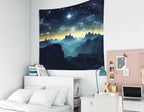 EMMTEEY Fantasy Tapestry Mountains under Starry Sky 60X40 Inch Small Tapestry Wall Art Hanging Tapetries for Bedroom Living Room Dorm Décor