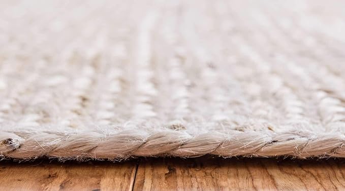 Unique Loom Braided Jute Collection Area Rug - Dhaka (5' 1" x 8' Rectangle, White)