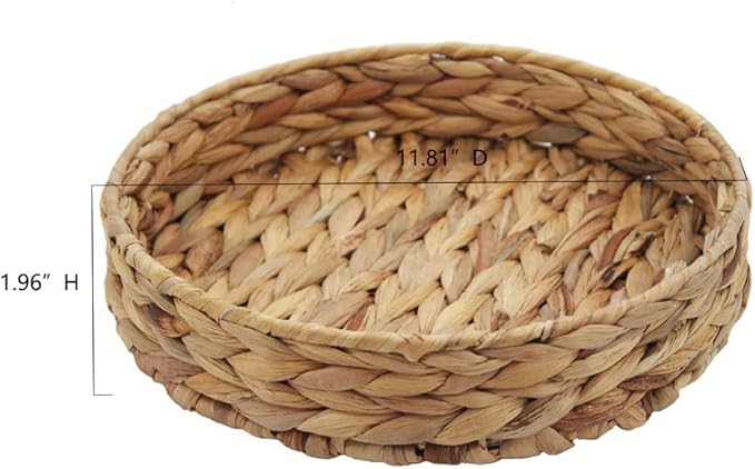 Fruit Tray Weaving by Grass, Round Bins for Vegetable, Arts and Crafts. (Large)