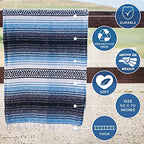 Benevolence LA Authentic Mexican Blanket – Handwoven Falsa Serape Throw – Beach, Camping, Picnic & Yoga Blanket – Lightweight Cotton Throw for Outdoor & Home – Sky Blue, 50x70 in - color: Sky Blue