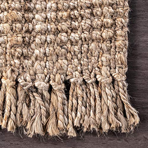 Nuloom Daniela Natural, 2' x 3', Handmade, Jute, Tassel, Soft and Textured, High Traffic, Stain Resistant, Easy Clean, Durable Area Rug for Bedroom, Living Room, Dining Space, Foyer, Entryway - color: Natural, size: 2' x 3' (Rectangular)