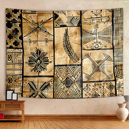 bzwcbei Polynesian Tapestry, Samoan Tapestry Aesthetics Wall Hanging for Bedroom, Tiki Traditional Pacific Island Tapa Tapestries Poster Blanket College Dorm Home Decor 90X70Inches - size: 90"L x 70"W