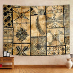 bzwcbei Polynesian Tapestry, Samoan Tapestry Aesthetics Wall Hanging for Bedroom, Tiki Traditional Pacific Island Tapa Tapestries Poster Blanket College Dorm Home Decor 90X70Inches - size: 90"L x 70"W