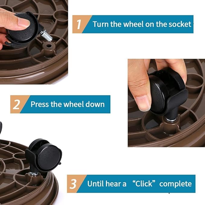 2Pcs Plant Caddy,Planter Pot Mover, Plant Pot Pallet Dolly Caster with Universal Wheels, Round Movable Planter Dolly Trolley Tray Pallet Outdoor Indoor Tree Flower Stand Planter (15.5 inch+2pcs+brown)