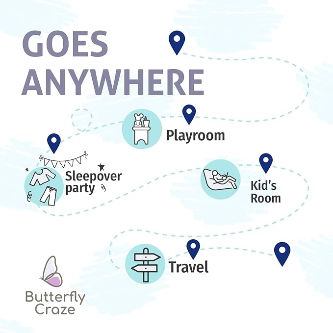 Butterfly Craze Floor Pillow Case, Mattress Bed Lounger Cover, Star Navy, Queen Size - Cozy Seating Solution for Kids & Adults, Recliner Cushion, Perfect for Reading, TV Time (Pillow Not Included)
