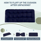 downluxe Outdoor Bench Cushion for Patio Furniture, Water Resistant Tufted Overstuffed Porch Swing Cushions, Thick Outdoor Loveseat Cushions, 59" x 18" x 5", Navy, Set of 1
