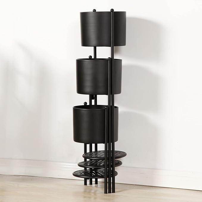 SSS Furniture Corner Plant Stand Indoor Metal, 6 Tier 6 Potted Outdoor Flower Pot Stands Holder Shelves for Living Room, Potted Storage Shelf Rack, Decorative Holder Rack for Multiple Plants (Black)