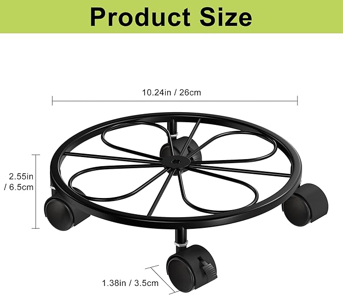 1 Pack Rolling Plant Stands with Wheels - 10.24" Plant Caddy, 360 °Rotatable and Lockable Plant Rollers, 80LB Weight Capacity, Plant Dolly for Moving Plant Wine Barrels Heavy Objects.