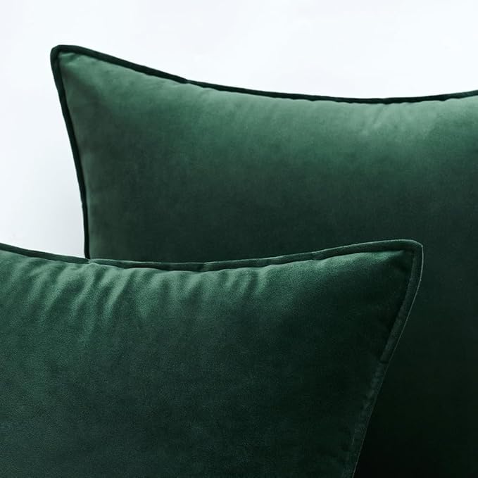 MIULEE Army Green Velvet Throw Pillow Covers 18x18 Soft Decorative Solid Square Cushion Cases Pack of 2 Modern Luxury Home Decor for Couch, Sofa, Bedroom