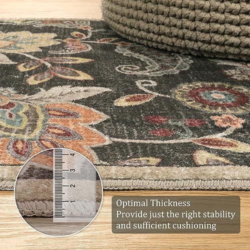 Morebes Floral Bathroom Runner Rugs 24 x 60 Non Slip,Washable Kitchen Runner Rug,Distressed Paisley Entryway Rug Bath Mat,Non Shedding Throw Carpet Runner for Entrance Laundry,Brownish Black - color: Brownish Black, size: 2' x 5' (Rectangular)