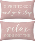 Dusty Rose Pink Throw Pillow Covers 12x20 Inch Set of 2 – Christian Gifts for Mom or Daughter – Relax God’s Got This/Give It to God and Go to Sleep – Bedroom Faith Decor
