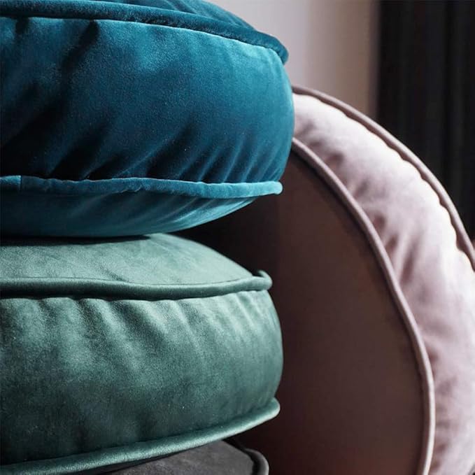 Round Floor Pillow Cover Velvet Throw Seating Pouf Yoga Meditation Cushion Plush Case Reading Room Decor Cover Only (19.7IN, Dark Blue)