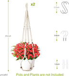 35 Inch Macrame Plant Hanger Hanging Planters for Indoor Plants Plant Pots Hangers for Live Plants,Outdoor Garden Home,Ivory(Planter Pot Not Included),1 Set