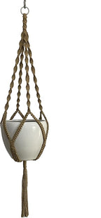 4 Legs Natural Hemp Rope Macrame Plant Hangers Hanging Planter Holders Haning Baskets, 48-inches for 10-12" Pot (Light Brown-Hemp)