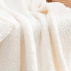 Ultra Soft Fleece Sherpa Blanket Queen Size, Lightweight Cozy Pattern Reversible Bed Blanket for All Season, Antique White, 90”x90”