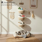 Hanging Wall Basket, Over the Door Hanging Basket with Hooks, 3-Tier Cotton Hanging Basket for Organizing, Decorative Boho Chic Decor for Wall, Bedroom, Living Room, Nursery, Whte & Jute
