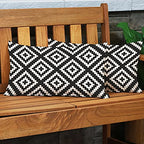 EKOBLA Black and White Accent Throw Pillow Covers Repeating Pattern Geometric Jagged Wave Oblong Rectangle Throw Pillow Cases for Sofa Bed Couch Cotton Linen 12x20 Inches - color: Multi-bs23, size: 20" x 12" (Pack of 1)
