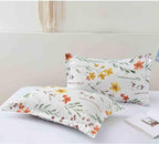 Nanko Floral Pillow Case Set (2 Pack), White Green Yellow Flower Leaf Spring Botanical Pattern Printed Farmhouse Soft Bedroom Decor Pillowcases/Pillow Shams - 20x30 inch Standard Queen Size