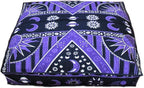 CRAFT KALA Mandala Floor Pillow Cushion Cover Seating Throw Cover Hippie Decorative Bohemian Ottoman Poufs Pom Pillow Cases Boho Indian Cotton Living Room Yoga Home Décor 24" Square Purple Burning sun