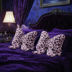 Leopard Print Throw Pillow Furry Bow Plush Pillows Cute Flower Plush Pillow Cheetah Home Decor Stuffed Bow Lumbar Pillow for Bed Couch Living Room Decor (Purple, 16in)