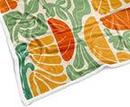 Boho Abstract Colorful Floral Throw Blanket, Vintage Retro Patchwork Orange Green Flower Botanical Geometric Aesthetic Groovy Flannel Throw Blanket for Chair Bed Sofa Couch, 60X70IN