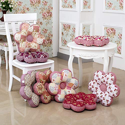 vctops Flower Shaped Chair Pad Farmhouse Floral Print Chair Seat Cushion Pad Soft Comfy Cotton Cushion Pillow (034, 16"x16") - color: 034