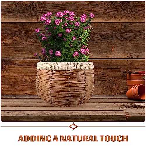 GANAZONO Woven Planter Basket Natural Rattan Plant Pot 7.28X7.28X5.31In Handwoven Multi-Purpose Flower Container for Indoor Outdoor Decor and Storage - size: 18.5X13.5CM