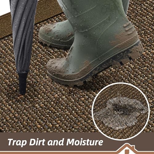 BEQHAUSE Indoor Door Mat 20" x 32", Dirt Trapper Door Mats Non-Slip Entryway Rugs Washable, Trap Dirt Absorbent Welcome Mat, Low Profile Floor Mats for Front Back Door and Entryway, Brown - color: Brown, size: 20" X 32" (Rectangular)