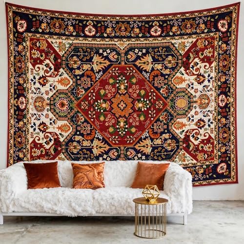 Apdidl Extra Large Boho Hippie Wall Tapestry for Bedroom Aesthetic, Mandala Indian Bohemian Tapestries Art Decor, Vintage Orange Floral Cool Vertical Wall Hanging for Living Room Dorm (71"X90") - color: Boho Tapestry, size: 90"L x 71"W