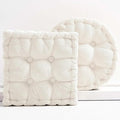 Meditation Floor Pillow Set of 2 Large Square and Round Floor Cushions for Adults White Corduroy Floor Seat Pillows Cushion for Living Room Balcony Tatami Yoga,18x18 Inch