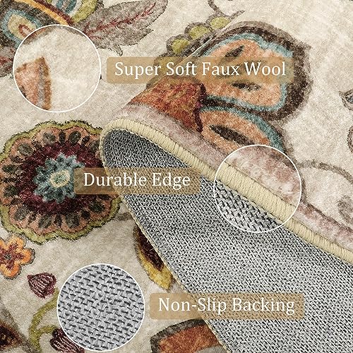 Morebes Vintage Floral Small Kitchen Rug,2x3 Rug Non Slip, Washable Paisley Design Door Rugs for Entryway Indoor,Non Shedding Kitchen Sink Throw Carpet for Bathroom Laundry, Beige Ivory - color: Ivory/Beige, size: 2' x 3' (Rectangular)