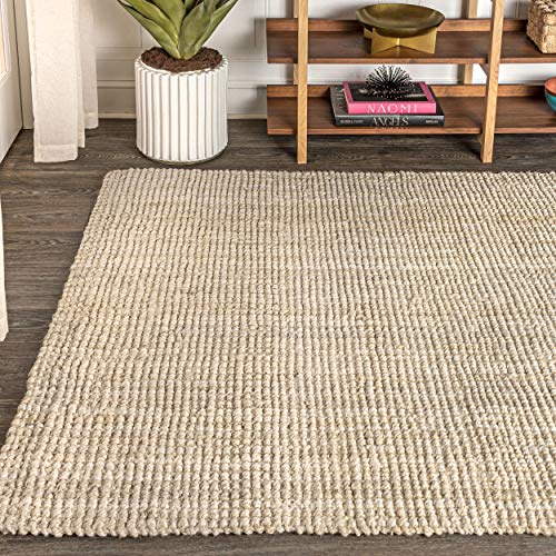 JONATHAN Y Hiro Hand Woven Chunky Jute Ivory Indoor Area Rug, 4x6, Bohemian, Transitional, Easy-Cleaning for Living Room, Bedroom, Kitchen, Pet Friendly, Non-Shedding (NFR103A-4) - size: 4' x 6' (Rectangular)