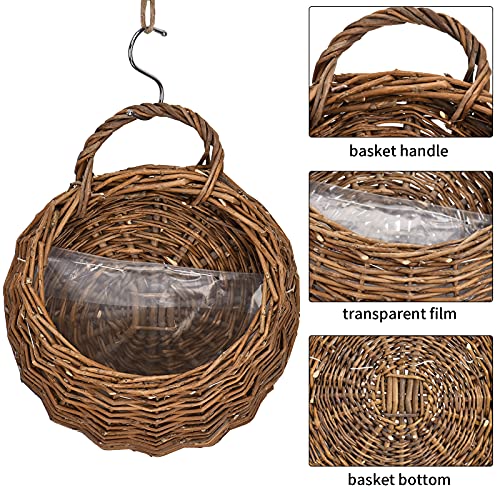 Handmade Woven Hanging Basket,Natural Wicker Handed Storage Basket for Home Garden Wedding Wall as Decorations - size: Medium