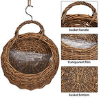 Handmade Woven Hanging Basket,Natural Wicker Handed Storage Basket for Home Garden Wedding Wall as Decorations - size: Medium
