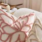 2-Pack Tufted Rose Pillow Covers Embroidered, Comfortable Polyester Covers with Geometric-Pattern, Zipper Closure, Suitable for Home/Office Use (Pink)