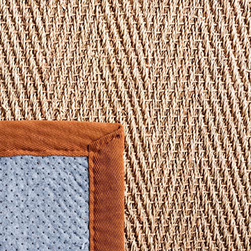 SAFAVIEH Area Rug 2x3 - Natural Fiber Collection - Natural & Brown, Seagrass, Herringbone Pattern with Border (NF115B) - color: Natural/Brown, size: 2' x 3' (Rectangular)