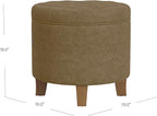 Homepop Home Decor | Upholstered Round Velvet Tufted Foot Rest Ottoman | Ottoman with Storage for Living Room & Bedroom | Decorative Home Furniture, Mocha Velvet