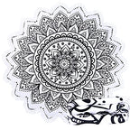 Large Microfiber Boho Mandala Beach Towel Round Bohemian Beach Blanket Hippie Indian Throw Blanket Beach Tapestry Sand Free Quick Dry Picnic Meditation Mat Wall Decor Circle Tablecloth,59'',Black - color: Black Mandala