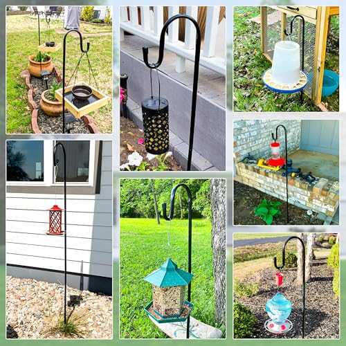 Ottsuls Shepherd Hooks with 5 Prongs Base for Outdoor - 76 Inch Adjustable Bird Feeder Pole for Outside Hanging, Garden, Hummingbird Feeder, Plant Baskets, Solar Light Lanterns, Wedding Decor (1 Pack) - size: 76 INCH, style: A-1 Pack