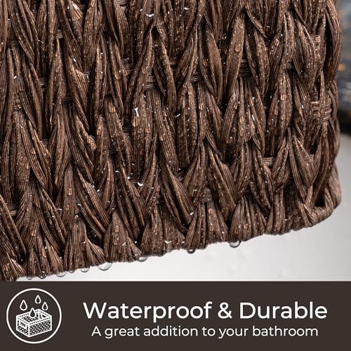 GRANNY SAYS Wicker Storage Baskets for Shelves, Waterproof Wicker Baskets for Organizing, Woven Basket for Shelves, Decorative Basket for Pantry, Brown - color: Brown, size: 15"L x 11"W x 6¾"H