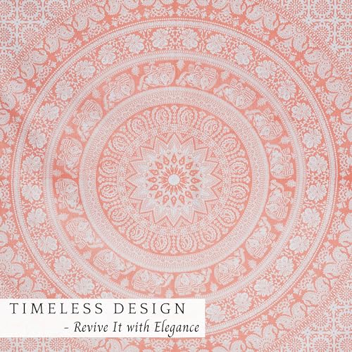 RAJRANG Rose Gold Elephant Mandala Tapestry For Bedroom Cotton Wall Hanging Aesthetic Hippie Bohemian Tapestries 50x60 Inch - color: Rose Gold, size: 59.8"L x 50"W