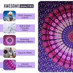 raajsee Indian Cotton Purple Tapestry Mandala Wall Hangings, Hippie Tapestries,Boho Throw Bohemian Bedding, Beach Blanket, Yoga Meditation Rugs Queen Bedspread Queen (82x92 Inches / 210x232 Cms) - color: Purple, size: 92"L x 82"W