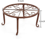 Tosnail 4 Pack 9" Metal Plant Stands for Indoor and Outdoor, Planters Stand, Flower Pots Holder, Beverage Dispenser Stand for Floor and Tabletop Decoration - Brown