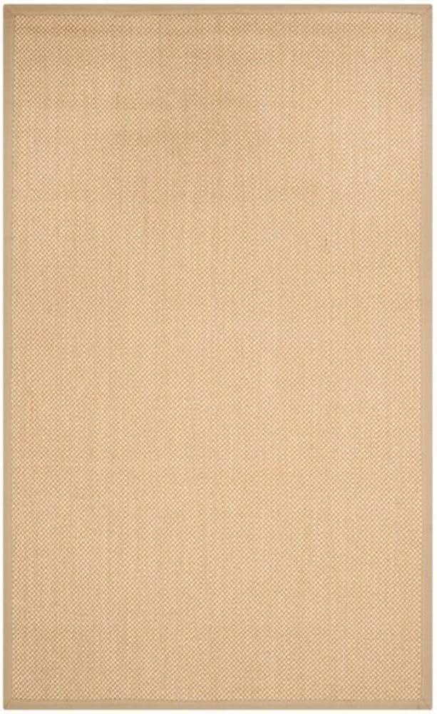 SAFAVIEH Area Rug 6' Square - Natural Fiber Collection - Maize & Linen Color, Sisal, Woven Design with Border (NF141B)