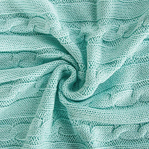 NTBAY 100% Pure Cotton Cable Knit Toddler Blanket, Super Soft Warm Breathable 30x40 Baby Blanket for Crib, Stroller, Nursery, Travel, Newborn, 30x40 Inches, Light Blue - color: Light Blue