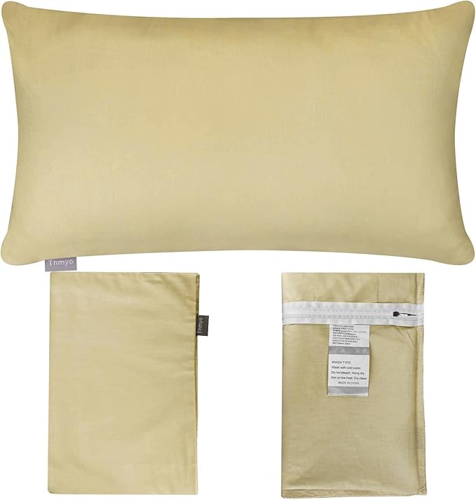 4-Pack 100% Cotton Lumbar Comfortable Solid Decorative Throw Pillow Case,Thmyo Rectangle Cushion Cover Pillowcase Sublimation Blank Pillow Covers DIY Throw Pillowcase(12x20inch/30x50cm, Khaki)