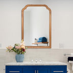Wood Bathroom Mirror for Wall, 36 x 24 Inch Large Decorative Wall Mirror with Rustic Wooden Frame for Living Room, Vanity, Bedroom, Entryway, Farmhouse