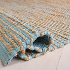 SAFAVIEH Area Rug 6x9 - Cape Cod Collection - Blue & Natural, Handmade Jute & Cotton, Ideal for Living Room, Bedroom, Dining Space (CAP236M)
