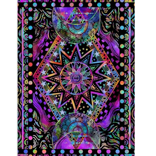 Blacklight Sun and Moon Tapestry Glow in The Dark Neon Hippie Bohemian Tapestries for Bedroom Aesthetic UV Reactive Purple Celestial Tie Dye Tapestry Wall Hanging for Living Room Dorm (40'' × 30'') - color: Purple, size: 40"L x 30"W